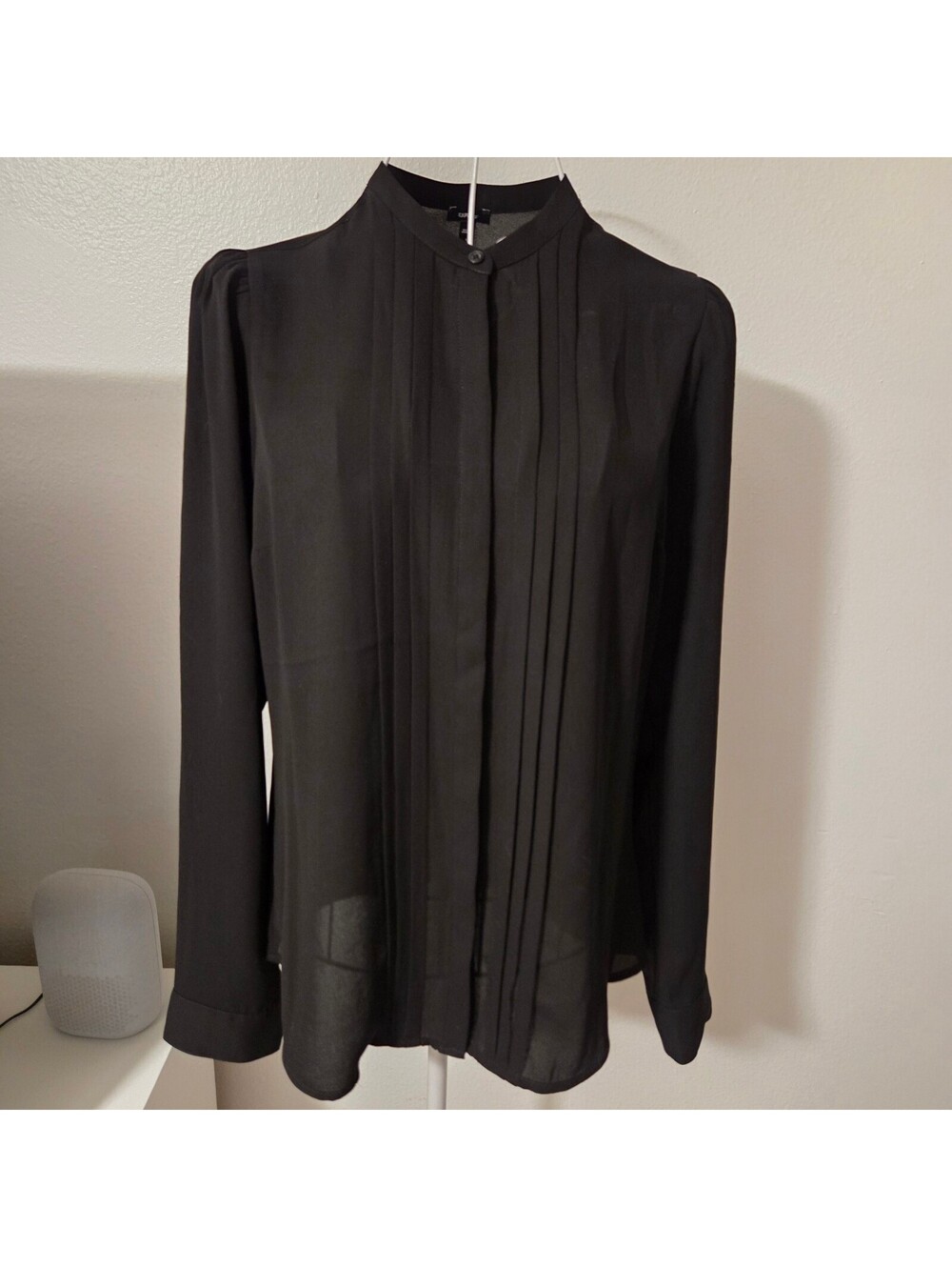 Express Black Long Sleeve Pleated Front Blouse Size S
